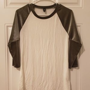 Modcloth 3/4, Velvet Sleeve Baseball Tee